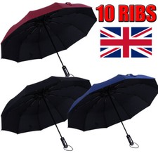10 Ribs Automatic Folding Umbrella Compact Double Wind Resistant Strong Portable