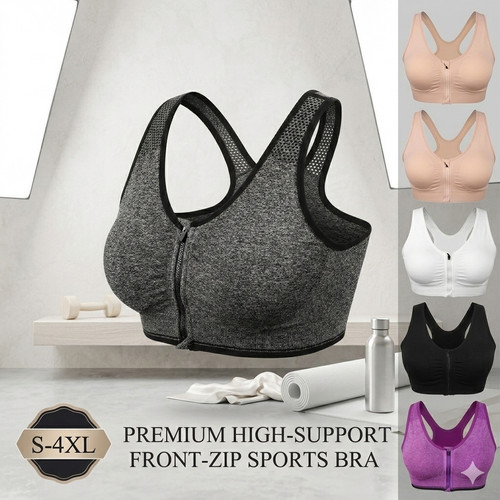 Womens front zip sports bra - zip,
