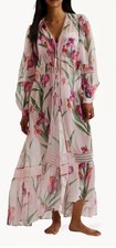 Ted Baker Etakk Floral Print  Maxi Cover Up Dress Size S Uk 8-10 New Without Tag