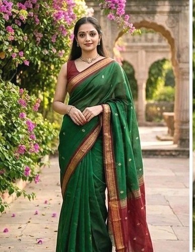Designer linen silk - , saree