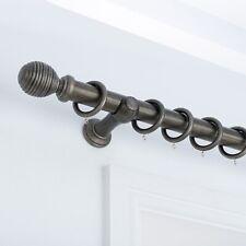 A.Unique Home Ribbed Wooden Curtain Pole with Rings and Fittings - 35mm