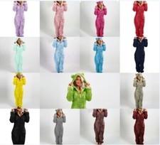 Womens 1Onesie Teddy Bear Fleece Pyjamas Fluffy All In One Jumpsuit Loungewear