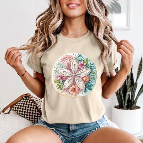 Pink sand dollar - pink, floral