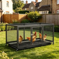 Rolling metal chicken coop - chicken,