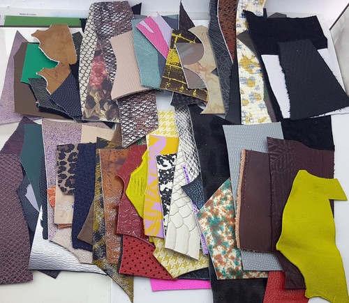 Leather scraps color mix - scraps,