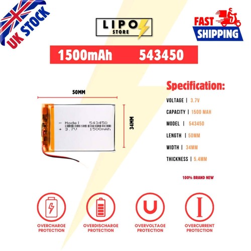 543450 1500mah lipo - 543450,