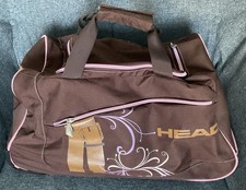 womens brown & pink head sports gym suitcase travel bag