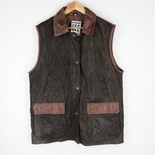Brown Leather Waistcoat Gilet walking country Vest Size L-XL (V2241)