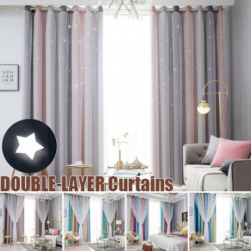 Double layer curtains blackout - double-layer,