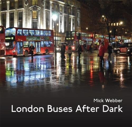 London buses after dark - buses,