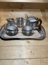 6 Pc Vtg PICQUOT WARE Mid Century Stainless Steel Tea/Coffee Serving Set