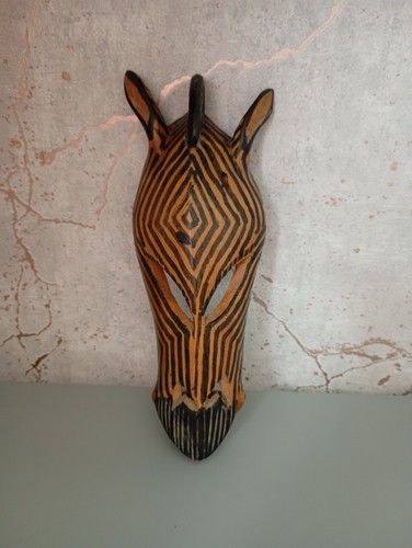 Carved wood zebra mask - zebra, mask.