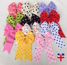 Polka Dot Bow Cheerleader Hair Bow Alligator Clip or Elastic Bobbles