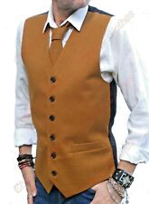 Mens Waistcoat Tweed Classic Country  - Mustard Orange Brown - Vest Gilet  S-4XL