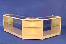 L SHAPED MAPLE GLASS DISPLAY