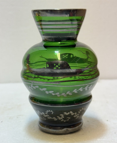 Vintage green glass - green, vase
