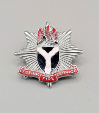 Nigerian Federal Fire Service Cap Badge Chrome & Enamel Post-1948