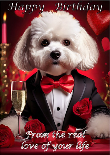 Bichon frise dog birthday card - frise,