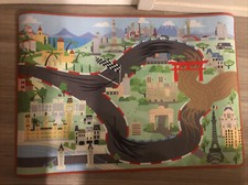 Kids Vintage Paris Carpet Playmat Rug Skid Proof Back 35" x 24.5" Disney/Pixar