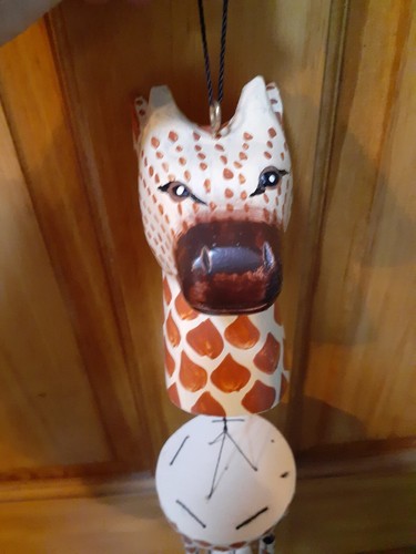 Giraffe wind chime wooden head - giraffe,