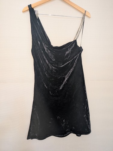 Zara black velvet asymmetric - black,