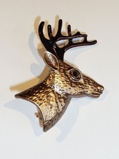 3D ENAMELLED BROOCH (or PENDANT) OF A STAG SET WITH A CRYSTAL 50 x 40mm...CG1884