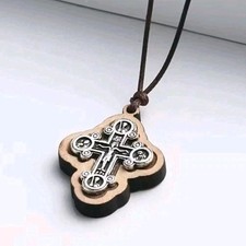 Wooden Orthodox Cross Pendant