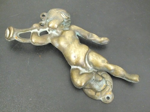 Vintage brass cherub door - cherub,