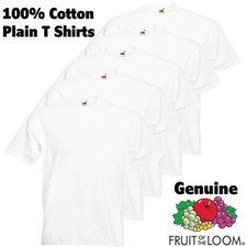 5 PACK FRUIT OF THE LOOM WHITE MENS PLAIN TEE COTTON T-SHIRTS WHOLESALE S-XL New