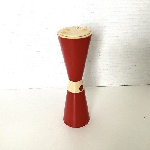 Vintage red plastic salt - vintage,