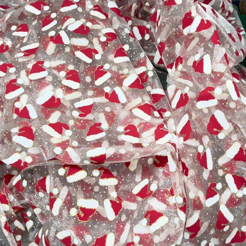 Santa christmas organza fabric - santa,