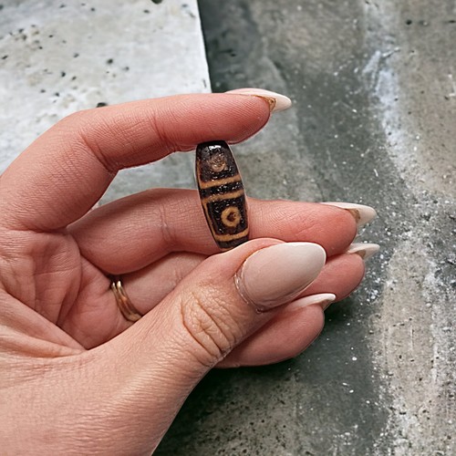 Tibetan agate dzi bead - agate,