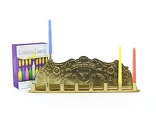 Tin Menorah with Candles