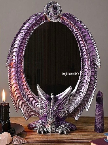 Purple dragon mirror - purple, gothic