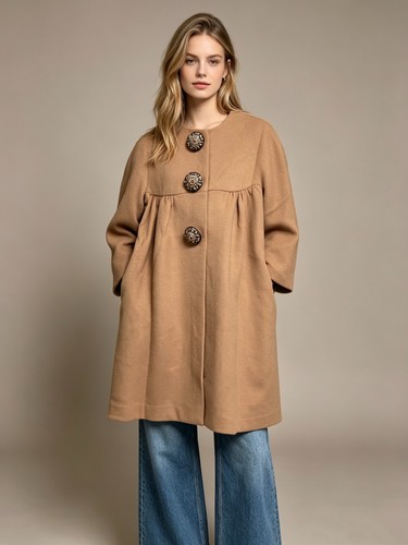 Manoush wool blend coat camel - wool,