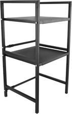 Expandable Microwave Oven Rack, Carbon Steel Kitchen - Black 