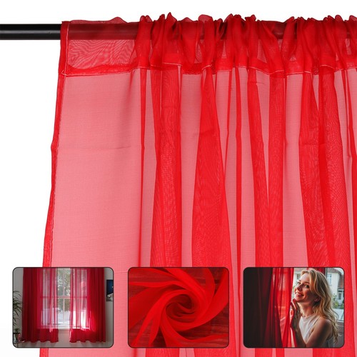 Plain voile curtain panel - plain, slot