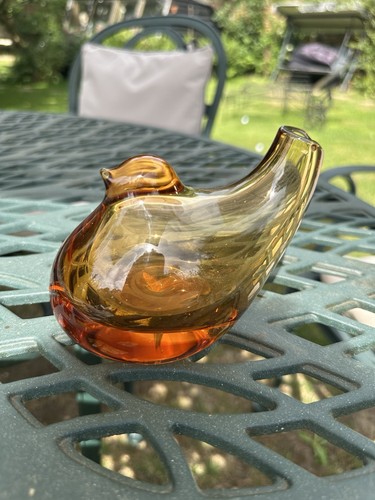 Vintage hand blown amber - hand-blown,