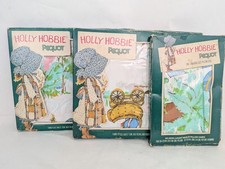 Vintage Holly Hobbie Twin Bed Sz Sheet Fabric Set Flat Fitted Sheet Pillow Case