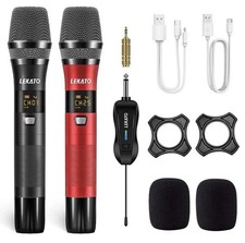 LEKATO Dual Wireless Microphones Singing Mic with 25 Channels Rechargeable