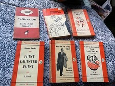 Six orange penguin classic  books late 1950s D H Lawrence  Muriel Spark bundle