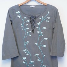 Vintage ALLEGRA HICKS Summer / Beach Dress - Lace-up / Grey - Size 2 / P2P 45cm 