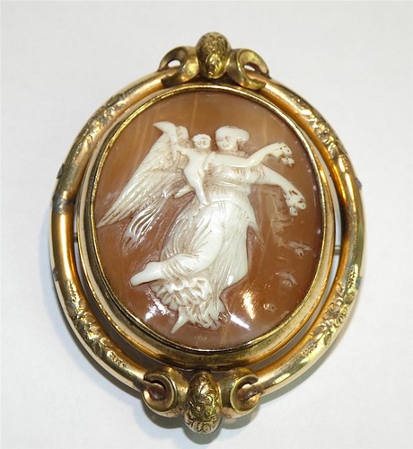 Antique cameo brooch - brooch, swivel