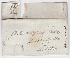 1794 RARE TORNESS HORSESHOE STYLE NAME-STAMP ON LETTER TO LONDON
