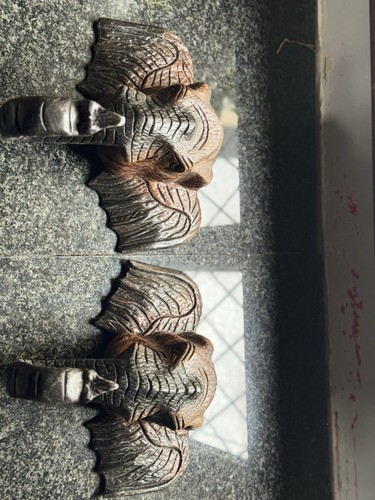 Pair hand carved wooden - pair,