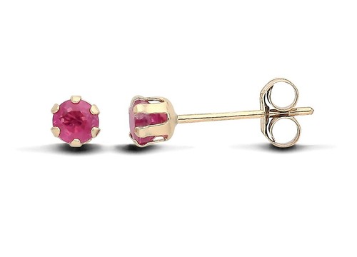9ct yellow gold ruby stud - yellow,