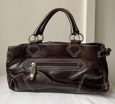 Ri2K Brown Leather Ladies Hand Bag, Medium Size