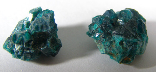 Two tiny natural - x, dioptase