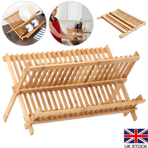 Bamboo wood dish drainer plate - bamboo,