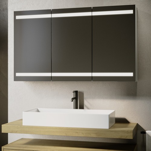 Triple door bathroom mirror - bathroom,